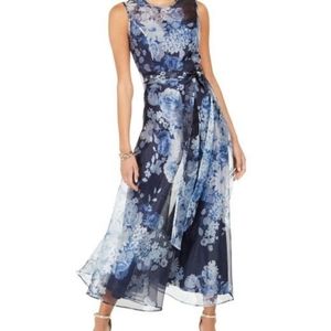 NWT Women's Blue Tie-belted Wide-leg Jumpsuit Size